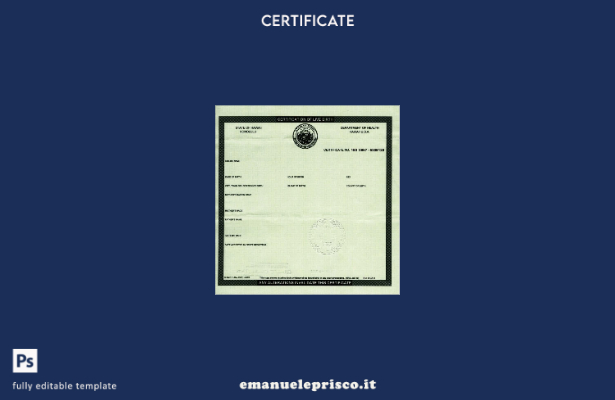 stile verificato Modello di certificazione di nascita del Dipartimento della Sal